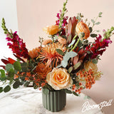 Autumn mixed flower arrangement by Bloomstall Flower boutique