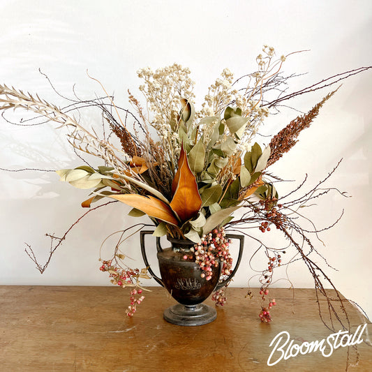 Dried Flower Arrangements in Vintage And Antique Vessels by Bloomstall Flower Boutique - Columbia, Tennessee