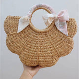 Water Hyacinth Flower Scalloped Handbag / Market Bag: Small / With Lining