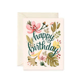 Tropical Plants Birthday Card - Cream: Single