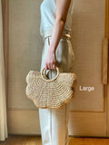 Water Hyacinth Flower Scalloped Handbag / Market Bag: Small / With Lining