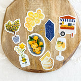 Floral Lemon Liqueur Bottle Sticker 3.2x1.6in