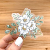 Clear Gold Triangle Floral Sticker 3.35x2.25in