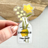 Floral Lemon Liqueur Bottle Sticker 3.2x1.6in