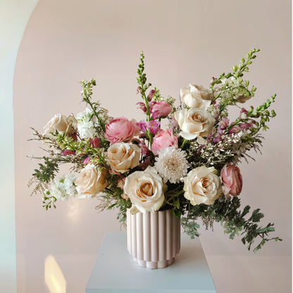 Pastel and white flower arrangement. Lux flower design by Bloomstall Flowers