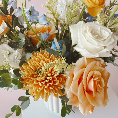 detail of colorful flower arrangement. Luxury, lush, spring flowers arrangement - columbia, tennessee