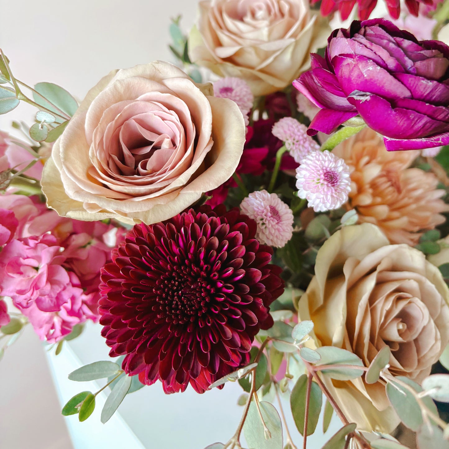 close up of roses and mums. Luxury Floral Design - Columbia, Tennessee