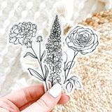 June Birth Month Flower: Rose Sticker, 1.9x3.5in.