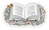 Floral Book Vinyl Sticker 3.25x2in