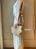 Water Hyacinth Flower Scalloped Handbag / Market Bag: Small / With Lining