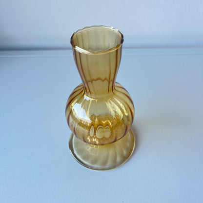 Delicate amber ribbed bud vase