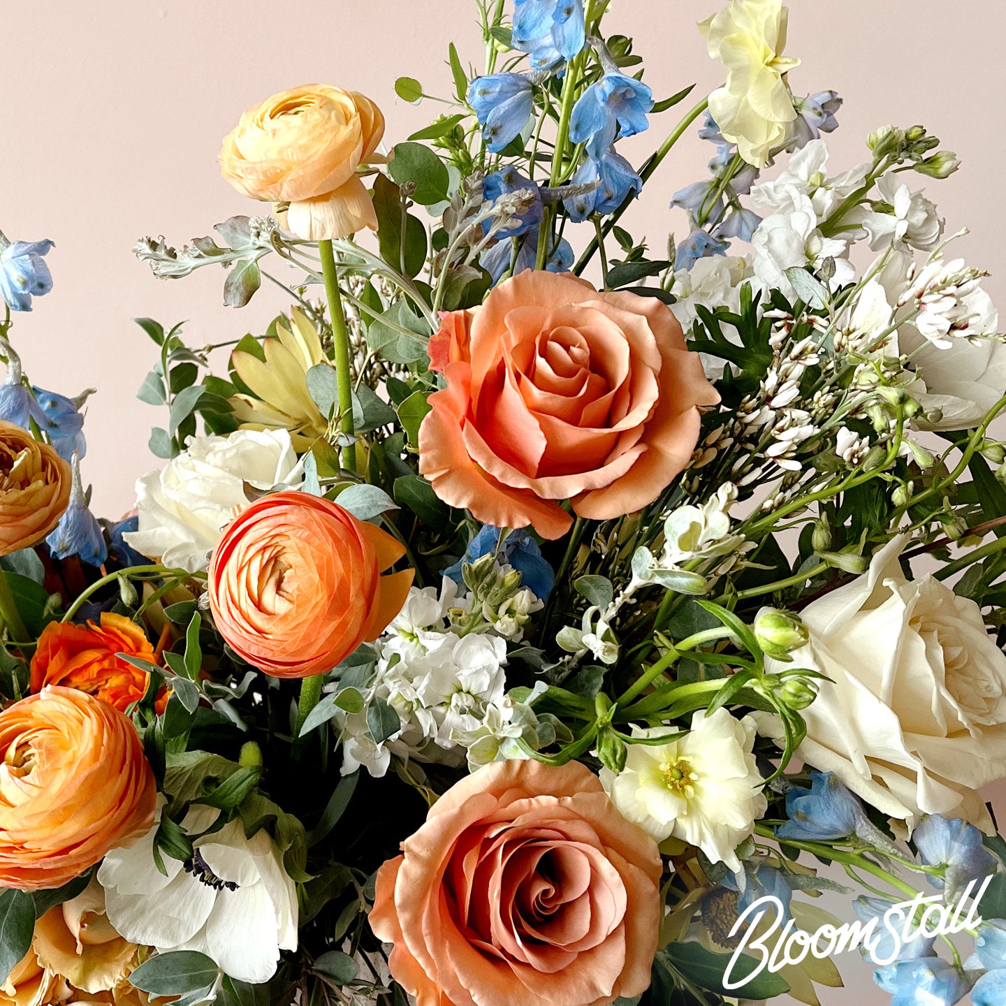 Close up view of colorful flowers in an arrangement