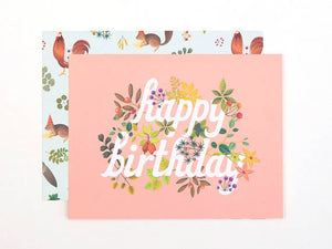 Botanic Birthday Card - Pink