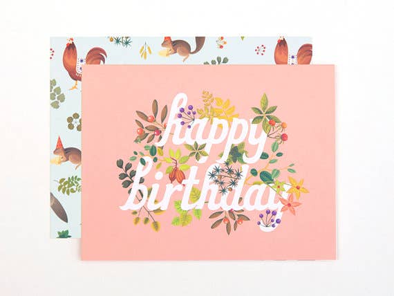 Botanic Birthday Card - Pink