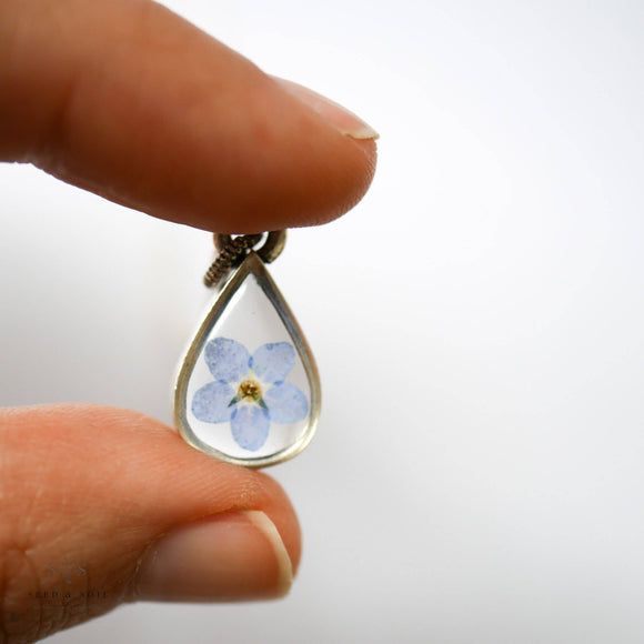 Seed & Soil Small Teardrop Pressed Botanical Pendant