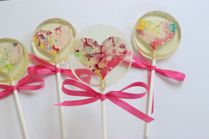 Watercolor Heart Lollipop - Strawberry Flavor