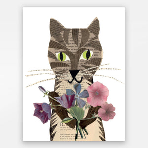 Cat With Flowers Card