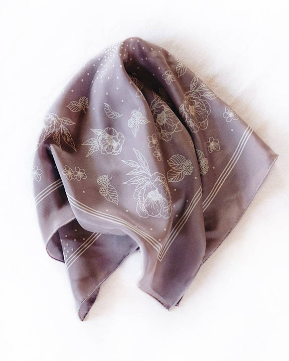 Laura Makes - 100% Silk Bandana Scarf - Classic Lavender Floral