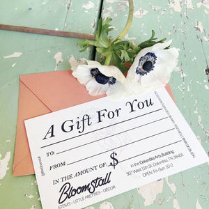 Flower Gift Certificate, Columbia, Tennessee Florist, Flower Shop.