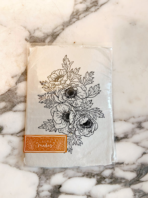 5 x7 Anemone Block Print